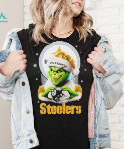 Grinch Hat Santa Pittsburgh Steelers Helmet Logo Merry Christmas Shirt