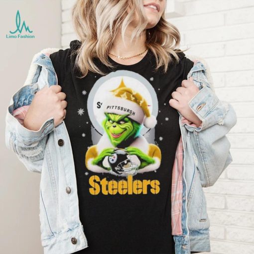 Grinch Hat Santa Pittsburgh Steelers Helmet Logo Merry Christmas Shirt