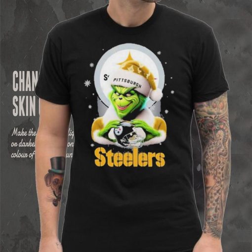 Grinch Hat Santa Pittsburgh Steelers Helmet Logo Merry Christmas Shirt