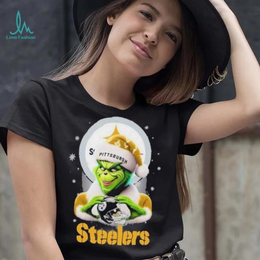Grinch Hat Santa Pittsburgh Steelers Helmet Logo Merry Christmas Shirt
