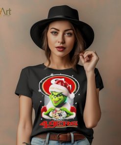 Grinch Hat Santa San Francisco 49ers Helmet Logo Merry Christmas Shirt