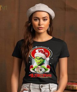 Grinch Hat Santa San Francisco 49ers Helmet Logo Merry Christmas Shirt