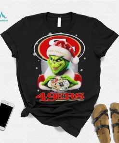 Grinch Hat Santa San Francisco 49ers Helmet Logo Merry Christmas Shirt