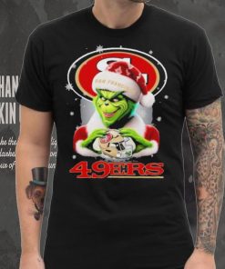 Grinch Hat Santa San Francisco 49ers Helmet Logo Merry Christmas Shirt