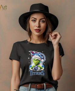 Grinch Hat Santa Tennessee Titans Helmet Logo Merry Christmas Shirt