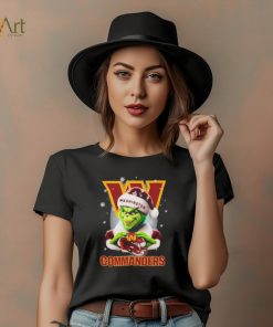 Grinch Hat Santa Washington Commanders Helmet Logo Merry Christmas Shirt