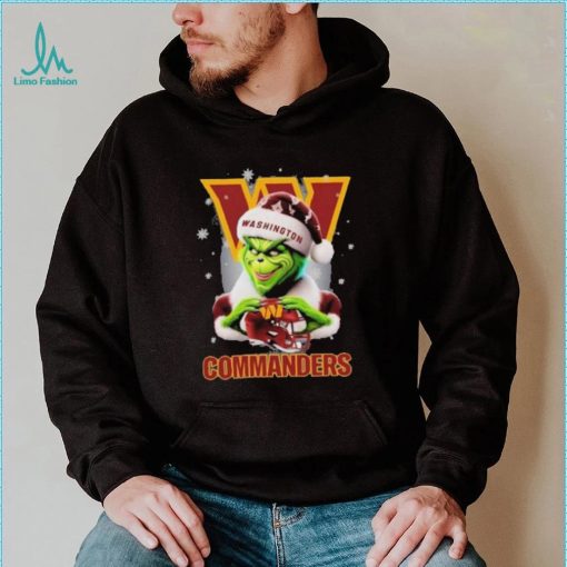 Grinch Hat Santa Washington Commanders Helmet Logo Merry Christmas Shirt