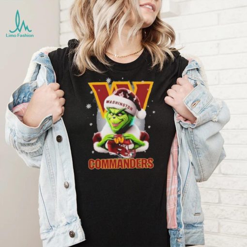 Grinch Hat Santa Washington Commanders Helmet Logo Merry Christmas Shirt