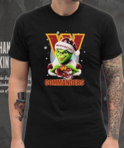 Grinch Hat Santa Washington Commanders Helmet Logo Merry Christmas Shirt