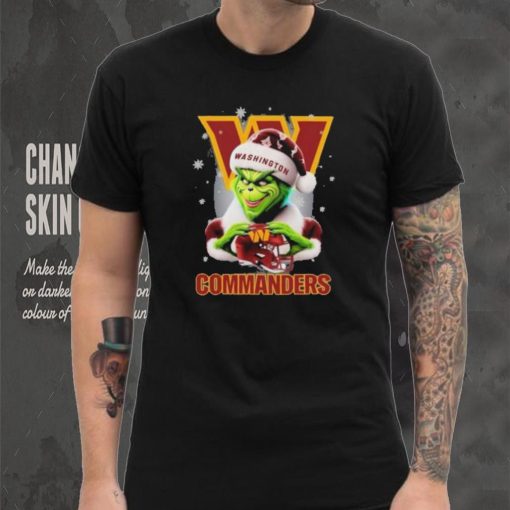 Grinch Hat Santa Washington Commanders Helmet Logo Merry Christmas Shirt