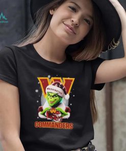 Grinch Hat Santa Washington Commanders Helmet Logo Merry Christmas Shirt
