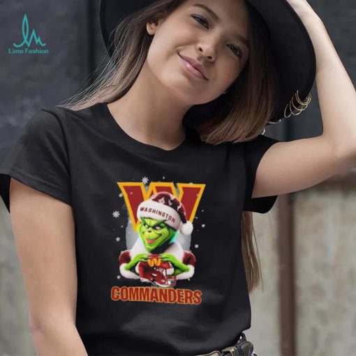 Grinch Hat Santa Washington Commanders Helmet Logo Merry Christmas Shirt