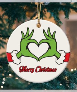 Grinch Heart Hand Ornament