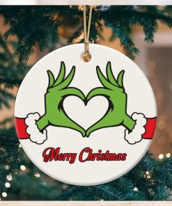 Grinch Heart Hand Ornament