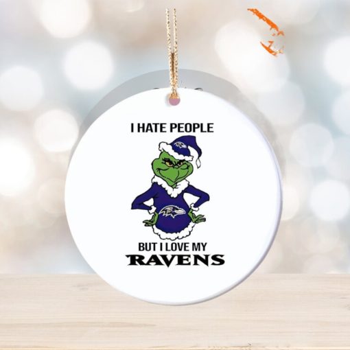Grinch I hate people but I love my Baltimore Ravens Ornament