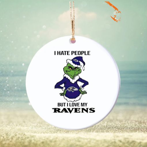 Grinch I hate people but I love my Baltimore Ravens Ornament