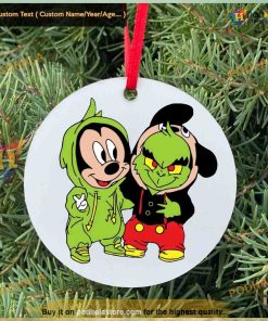 Grinch & Mickey Festive Ceramic Ornament, Grinch Christmas Tree Decor