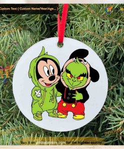 Grinch & Mickey Festive Ceramic Ornament, Grinch Christmas Tree Decor