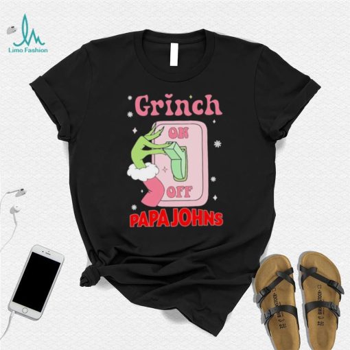 Grinch On Of Papa Johns Logo Merry Christmas Shirt