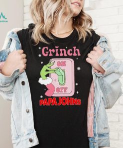 Grinch On Of Papa Johns Logo Merry Christmas Shirt