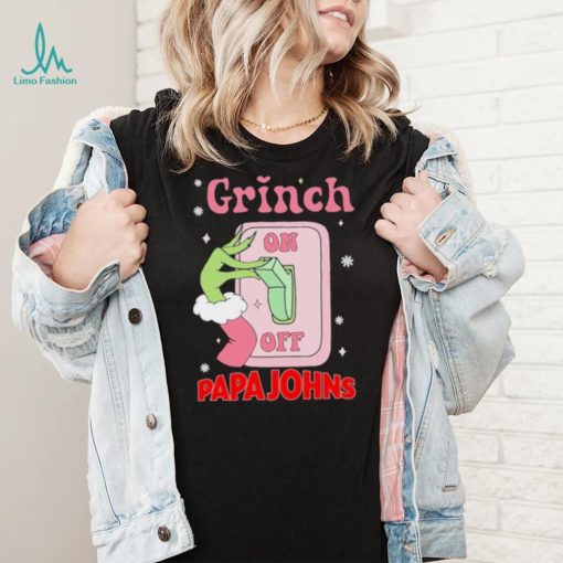 Grinch On Of Papa Johns Logo Merry Christmas Shirt