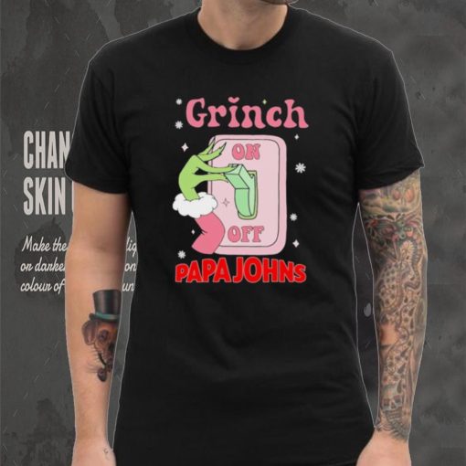 Grinch On Of Papa Johns Logo Merry Christmas Shirt