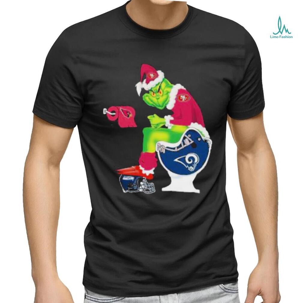 Grinch San Francisco 49ers Shit On Toilet Los Angeles Rams And Other Teams Christmas new 2023 T shirt Grinch San Francisco 49ers Shit On Toilet Los Angeles Rams And Other Teams Christmas new 2023 T shirt