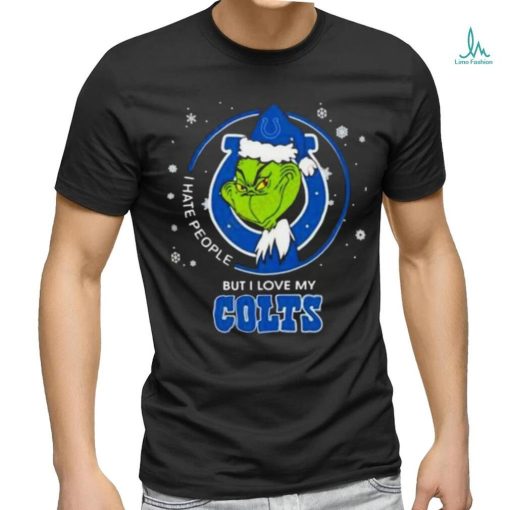 Grinch Santa Claus I Hate People But I Love My Indianapolis Colts Football Christmas Shirt
