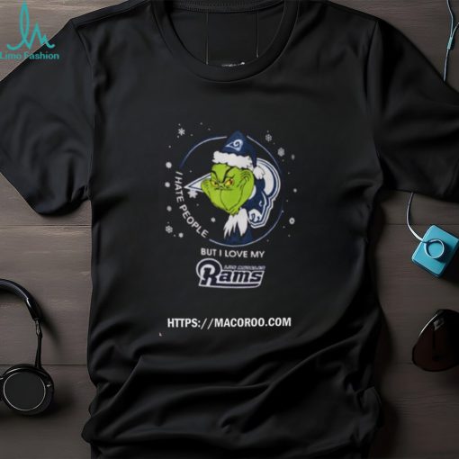 Grinch Santa Claus I Hate People But I Love My Los Angeles Rams Football Christmas Shirt