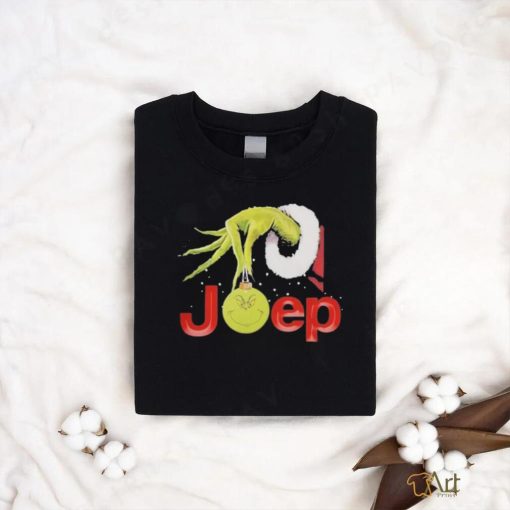 Grinch Santa Hug Ball Grinch Glossy Jeep Merry Christmas Shirt