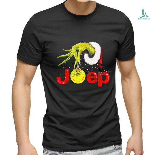 Grinch Santa Hug Ball Grinch Glossy Jeep Merry Christmas Shirt