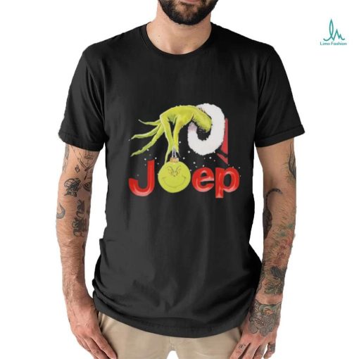 Grinch Santa Hug Ball Grinch Glossy Jeep Merry Christmas Shirt