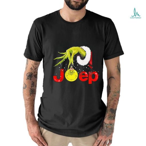 Grinch Santa Hug Ball Grinch Glossy Jeep Merry Christmas Shirt