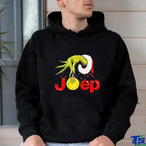 Grinch Santa Hug Ball Grinch Glossy Jeep Merry Christmas Shirt