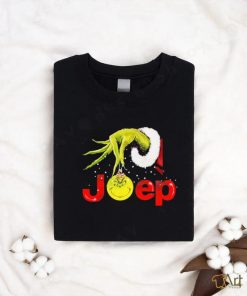 Grinch Santa Hug Ball Grinch Glossy Jeep Merry Christmas Shirt