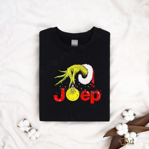 Grinch Santa Hug Ball Grinch Glossy Jeep Merry Christmas Shirt