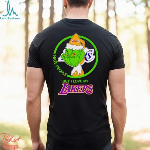 Grinch Santa I hate people but I love my Los Angeles Lakers shirt