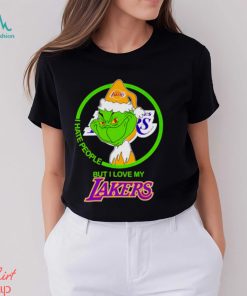 Grinch Santa I hate people but I love my Los Angeles Lakers shirt