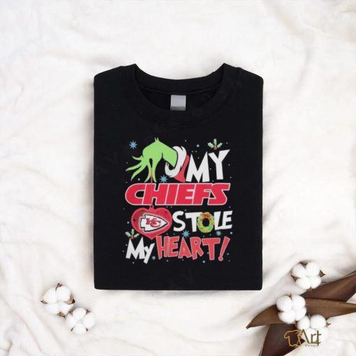 Grinch hand my KC Chiefs stole my heart Christmas shirt