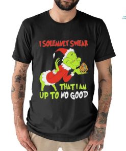 Grinch hat santa I solemnly swear that I am up to no good christmas shirt
