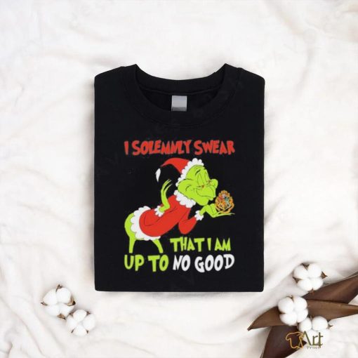 Grinch hat santa I solemnly swear that I am up to no good christmas shirt