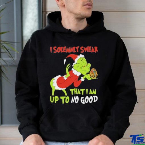 Grinch hat santa I solemnly swear that I am up to no good christmas shirt