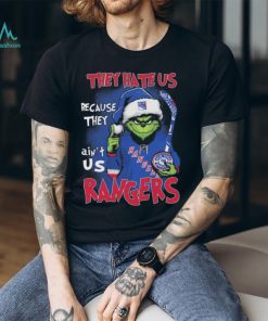 Grinch hat santa NFL they hate us because they ain’t us rangers Football Shirt