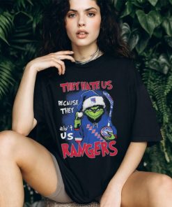 Grinch hat santa NFL they hate us because they ain’t us rangers Football Shirt