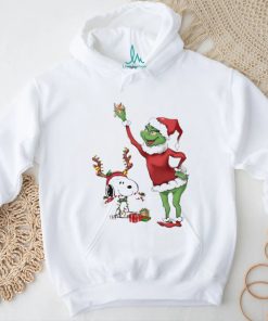 Grinch hat santa and Snoopy reindeer merry christmas shirt, hoodie, sweater, long sleeve and tank top Grinch hat santa and Snoopy reindeer merry christmas shirt