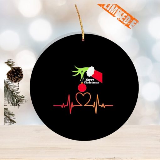 Grinch heart Merry Christmas Ornament