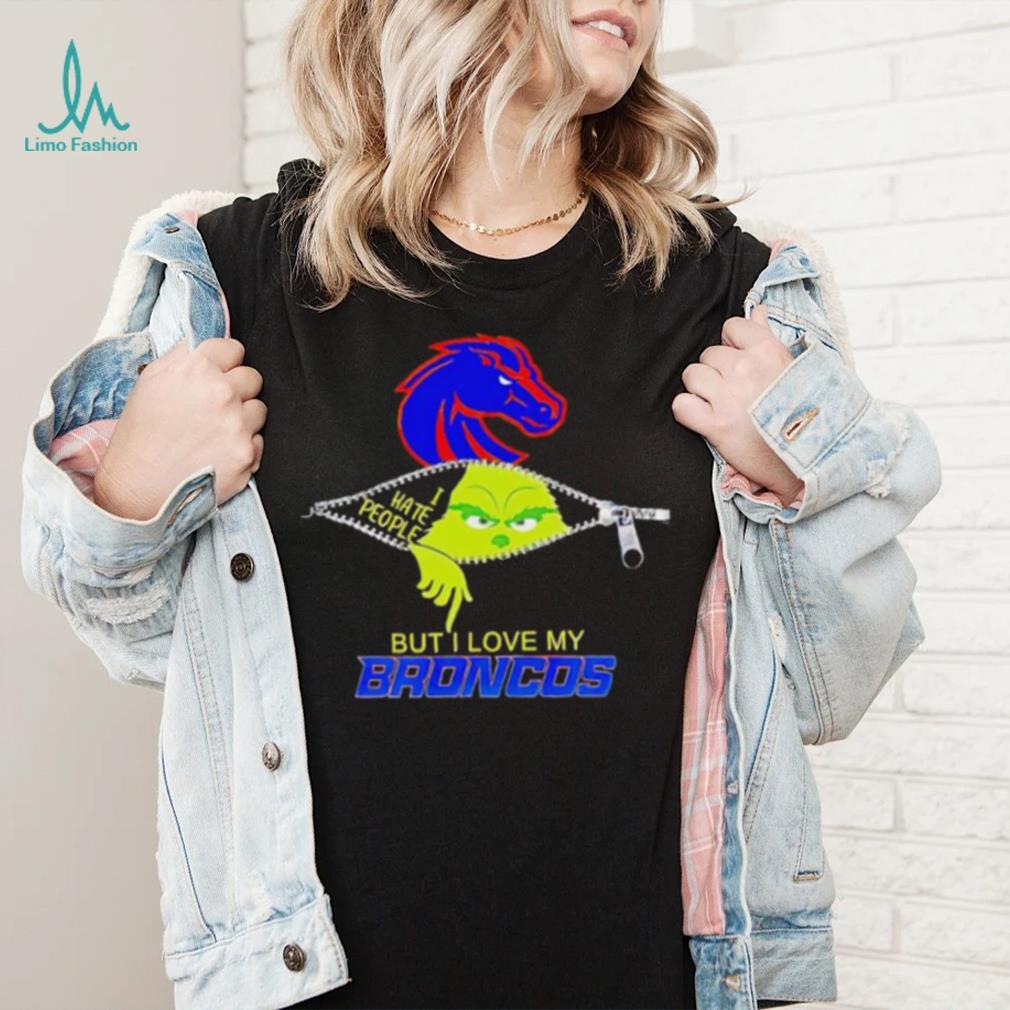 Grinch zipper I hate people but I love my Boise State Broncos shirt Grinch zipper I hate people but I love my Boise State Broncos shirt