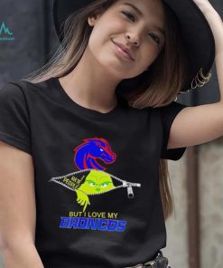 Grinch zipper I hate people but I love my Boise State Broncos shirt