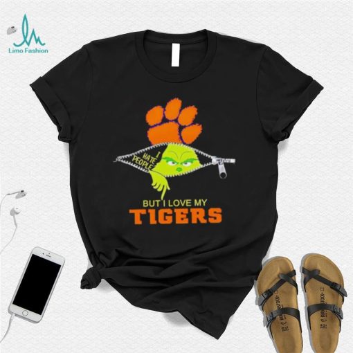 Grinch zipper I hate people but I love my Clemson Tigers shirt