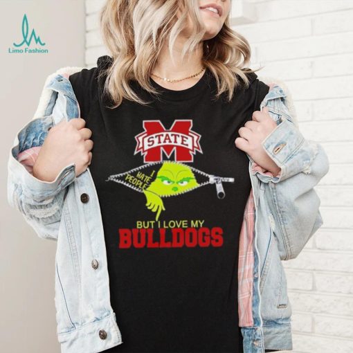 Grinch zipper I hate people but I love my Mississippi State Bulldogs shirt